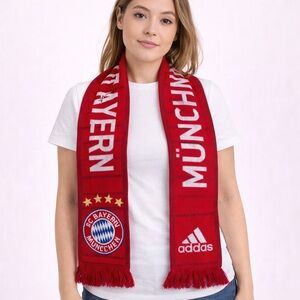 FC Bayern München Adidas Red Knit Soccer Scarf Fringe
